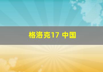 格洛克17 中国